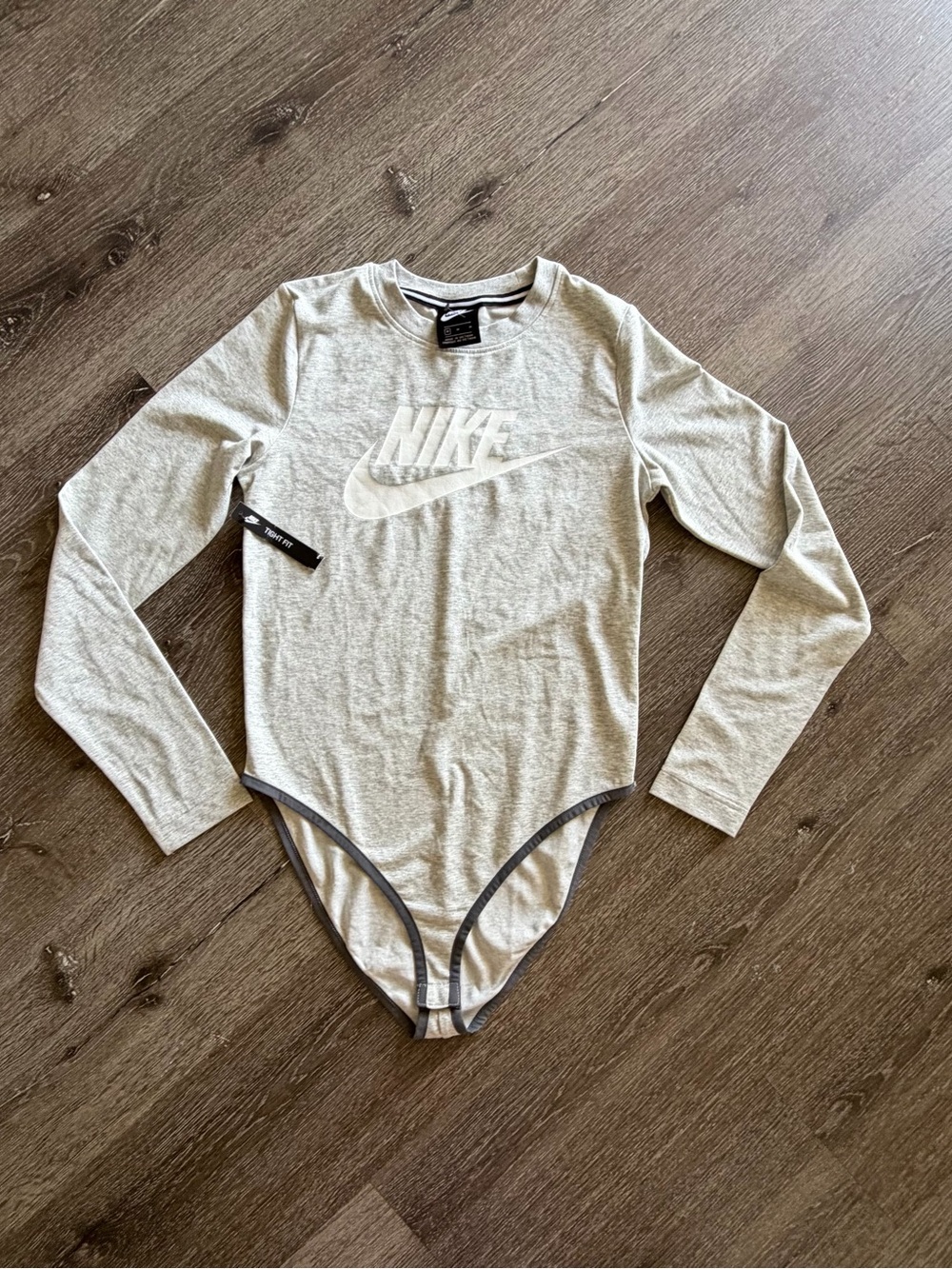 Nike Light Gray Long Sleeve Logo Bodysuit